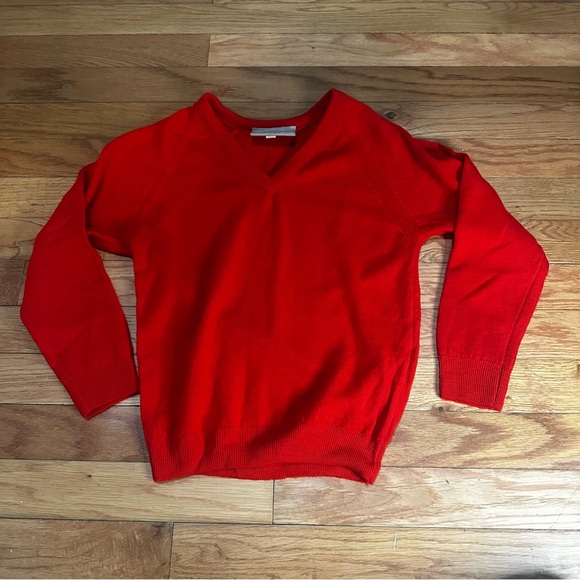 Other - Pitlochry Vintage Kids Wool Knit Sweater Red V-neck Sz 4 Made In Scotland